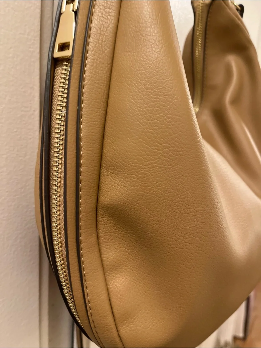 INC International Concepts Tan Convertible Hobo Bag with Gold Hardware-Like New